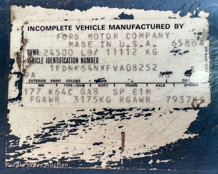 image for item HX9943 1985 Ford F600  dump truck