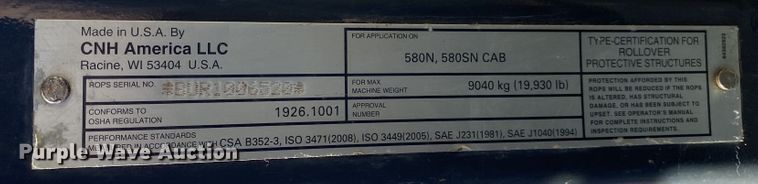 image for item JW9364 2011 Case 580 Super N  backhoe