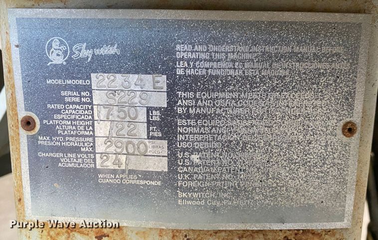 image for item JW9371 Sky Witch 2234E  scissor lift