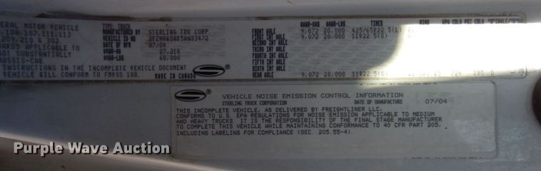 image for item KF9470 2005 Sterling L8500  sewer jetter truck