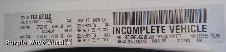 image for item KW9323 2016 Dodge  Ram 5500HD  utility / service truck