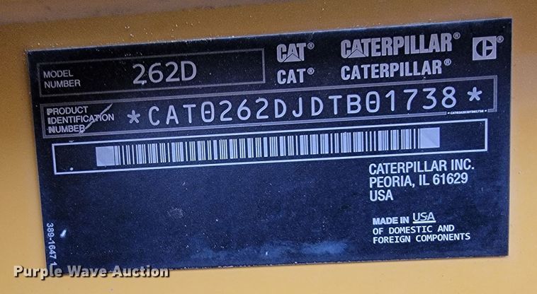 image for item LL9551 2014 Caterpillar 262D  skid steer loader