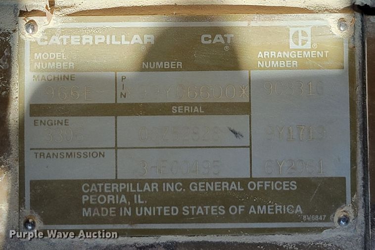 image for item LL9644 1989 Caterpillar 966E  wheel loader