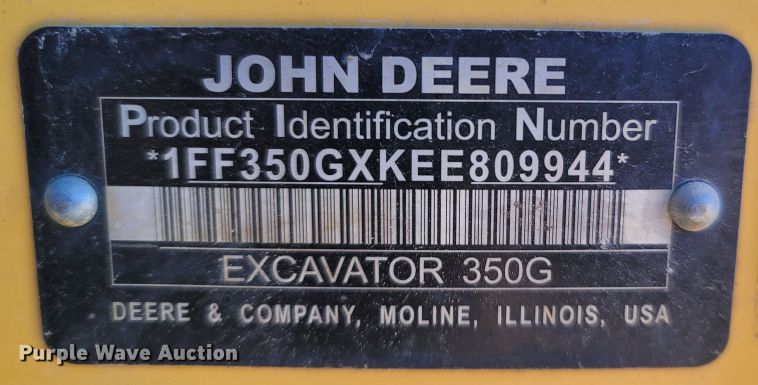 image for item LN9683 2014 John Deere 350G  excavator