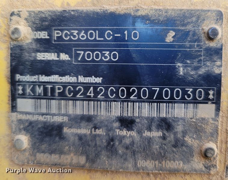 image for item LN9684 2012 Komatsu PC360LC-10  excavator