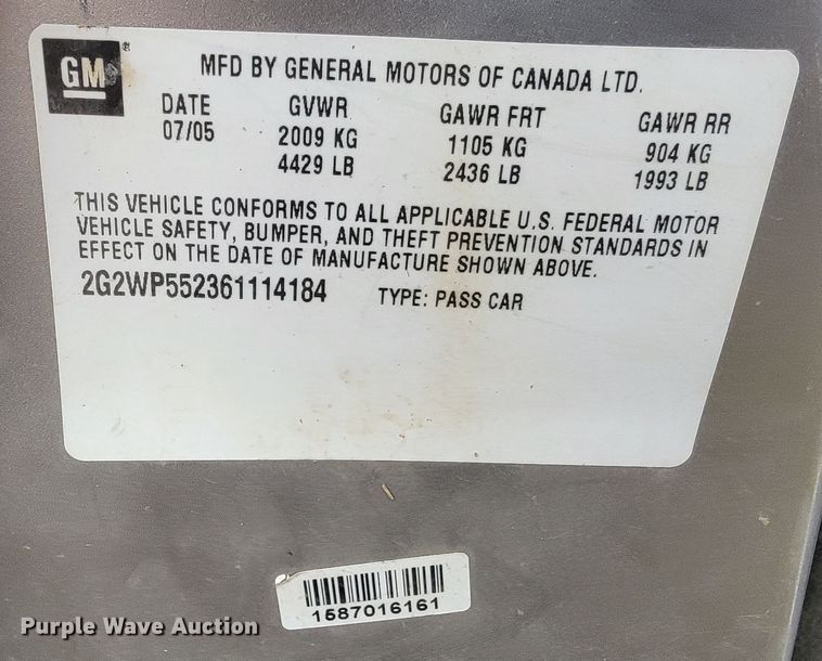 image for item LO9233 2006 Pontiac Grand Prix