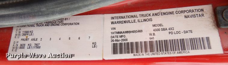 image for item MF9607 2009 International DuraStar 4300  dump truck