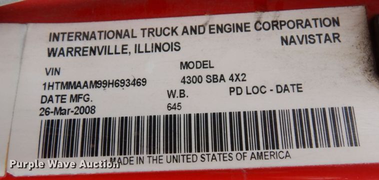 image for item MH9233 2009 International 4300 SBA  dump truck