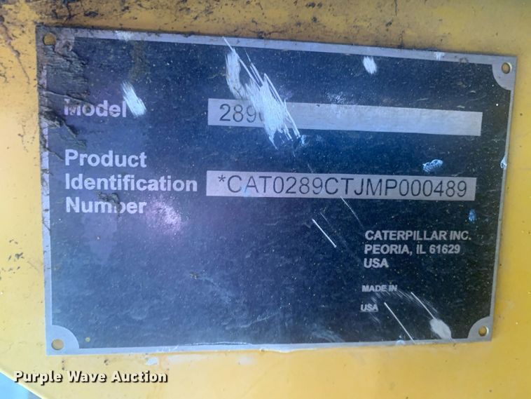 image for item MH9848 2009 Caterpillar 289C2  tracked skid steer loader