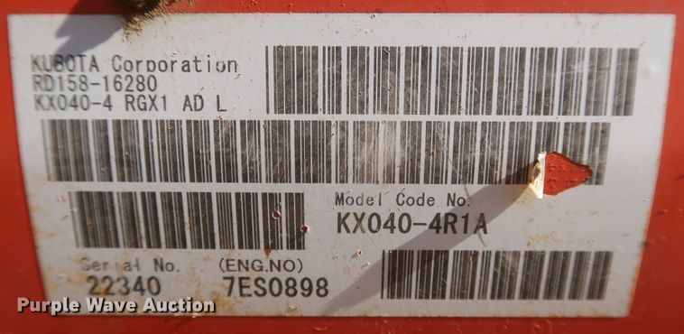 image for item MJ9175 2014 Kubota KX040-4  mini excavator