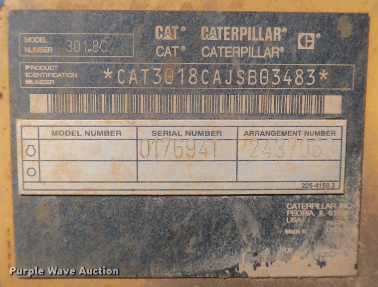 image for item MJ9176 2008 Caterpillar 301.8C  mini excavator