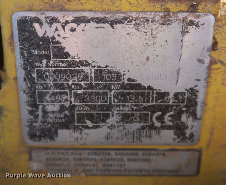 image for item MJ9177 2004 Wacker RT  trench compactor