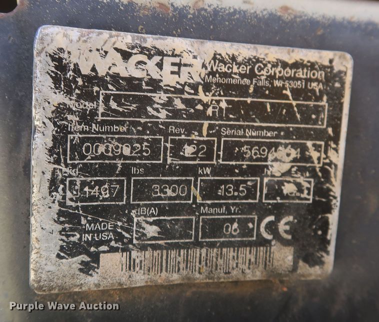 image for item MJ9178 2006 Wacker RT  trench compactor