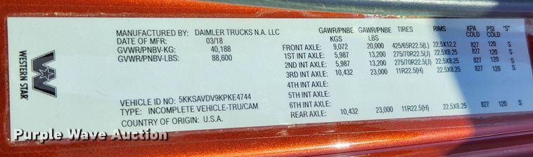 image for item MK9441 2019 Western Star 4700SF  dump truck