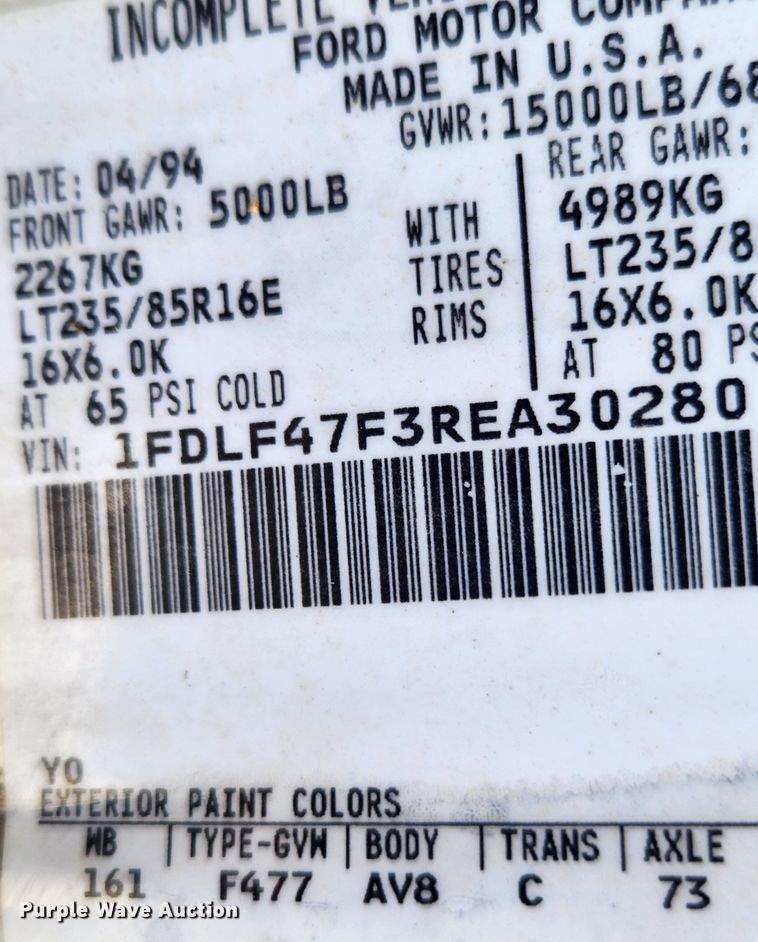 image for item MK9442 1994 Ford F450 Super Duty XL  dump flatbed truck