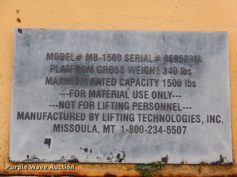 image for item MW9312 Lifting Technologies MB-1500  material basket