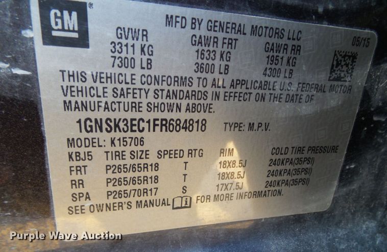 image for item DA7215 2015 Chevrolet Tahoe  SUV