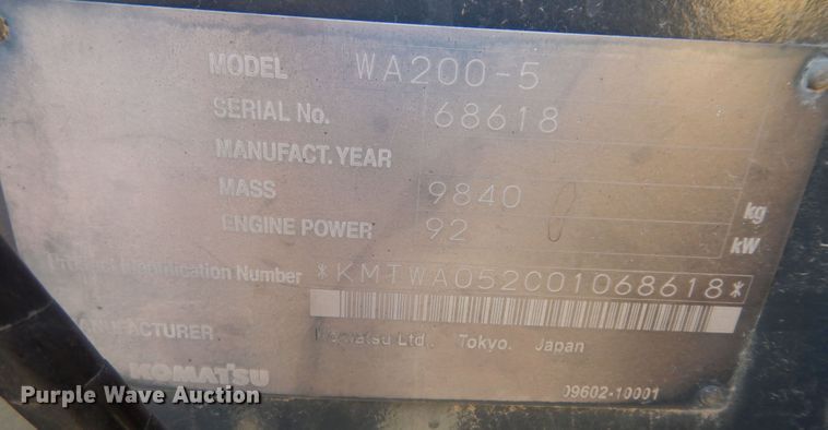 image for item DI6811 2007 Komatsu WA200-5  wheel loader