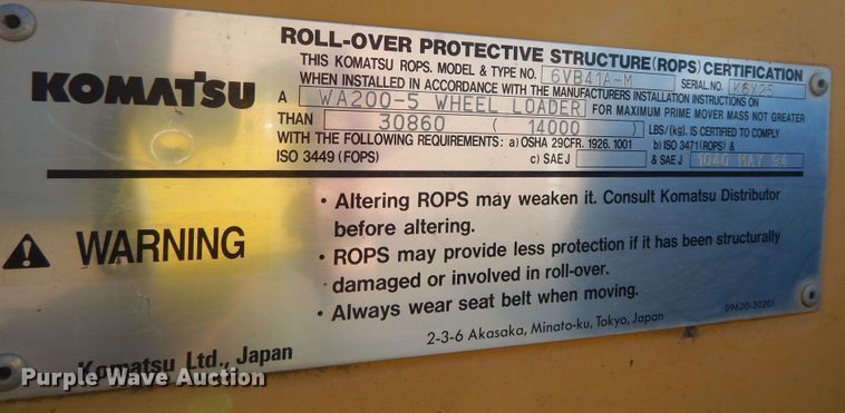 image for item DI6811 2007 Komatsu WA200-5  wheel loader