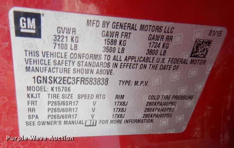 image for item DI6825 2015 Chevrolet Tahoe Police  SUV