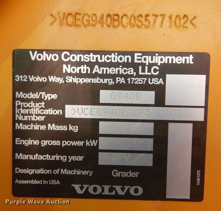 image for item DI6830 2014 Volvo G940B  motor grader