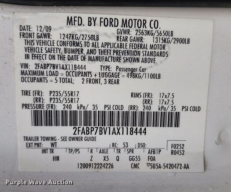 image for item DM4785 2010 Ford Crown Victoria Police Interceptor