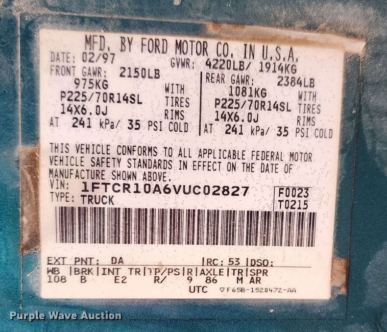 image for item DM4786 1997 Ford Ranger XLT  pickup truck