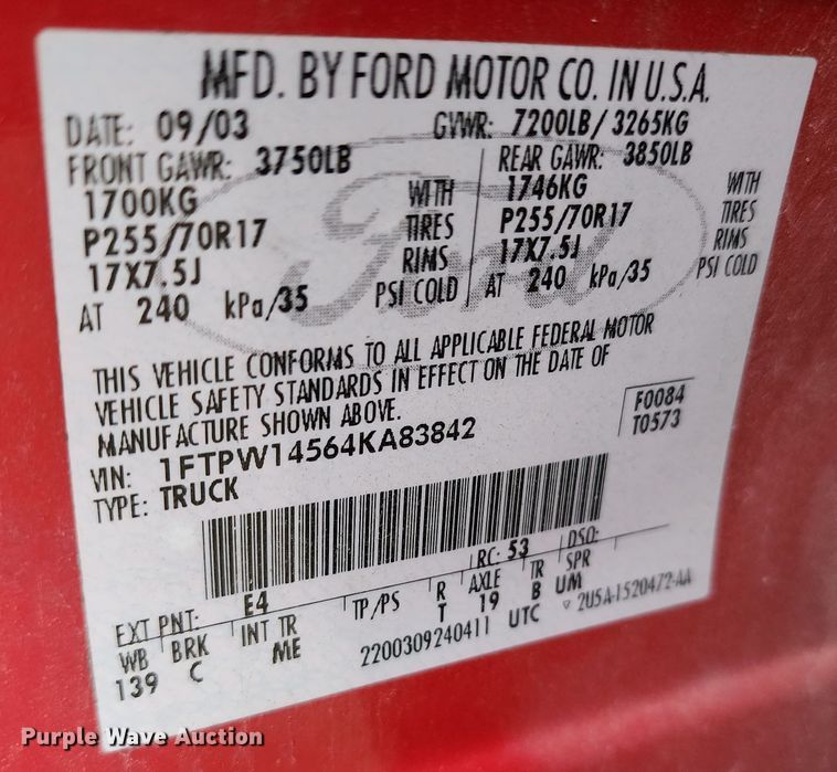 image for item DM4788 2004 Ford F150  SuperCrew pickup truck