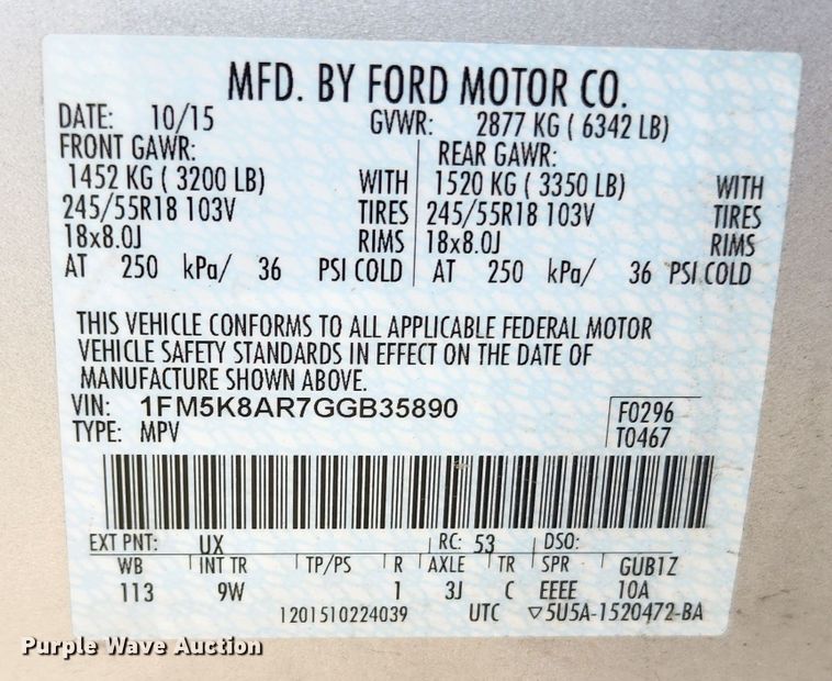 image for item DM4821 2016 Ford Explorer Police Interceptor  SUV