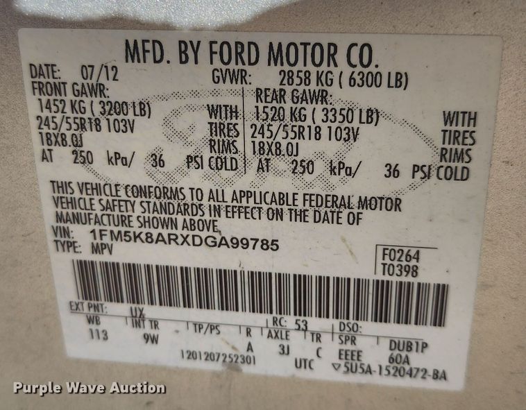 image for item DM4822 2013 Ford Explorer Police Interceptor  SUV