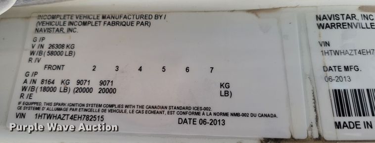 image for item DM8094 2014 International WorkStar 7400  dump truck