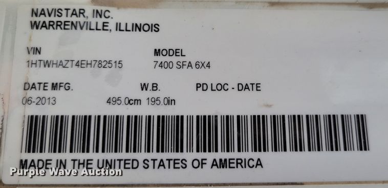 image for item DM8094 2014 International WorkStar 7400  dump truck