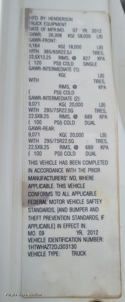 image for item DM8095 2013 International WorkStar 7400  dump truck