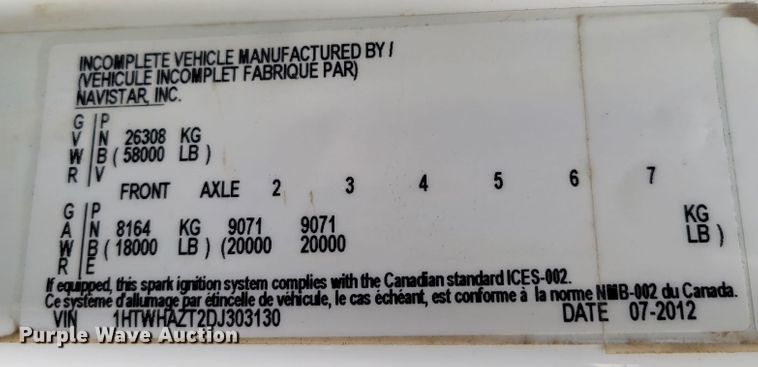 image for item DM8095 2013 International WorkStar 7400  dump truck