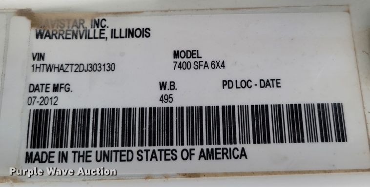 image for item DM8095 2013 International WorkStar 7400  dump truck