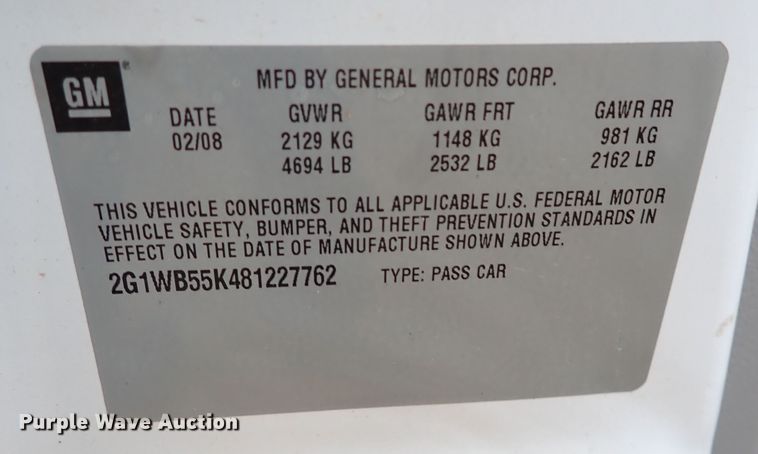 image for item DN5489 2008 Chevrolet Impala LS