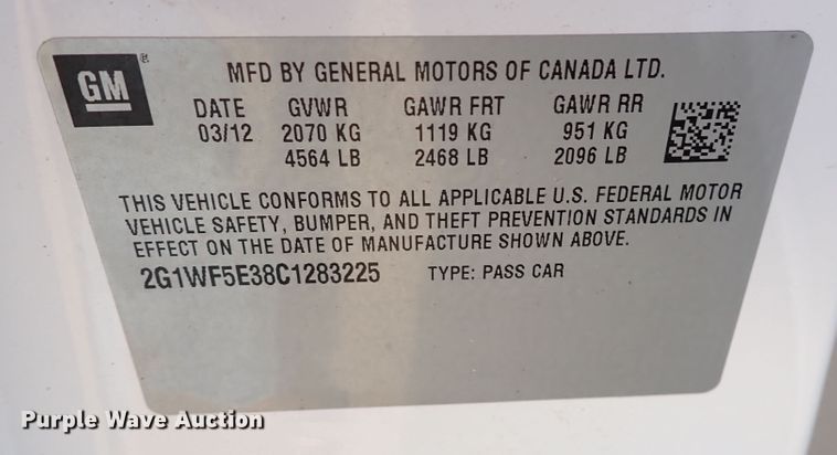 image for item DN5490 2012 Chevrolet Impala LS