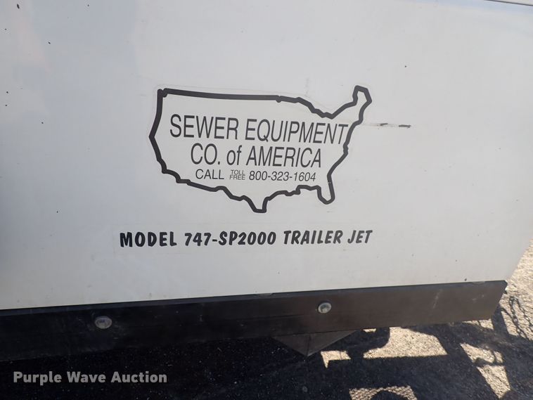 image for item DQ3038 2003 Sewer Equip. Co. of America 747-SP2000  sewer jetter trailer