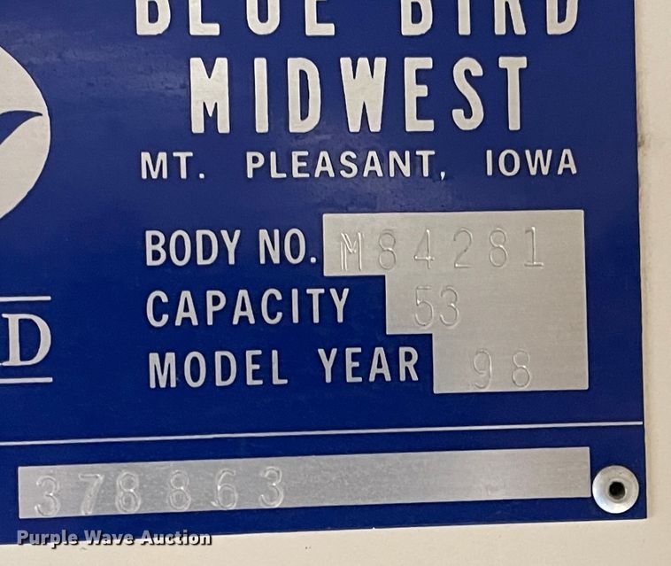 image for item JD9201 1998 Ford Blue Bird  school bus