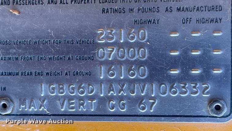 image for item JD9268 1988 Chevrolet C50  dump truck