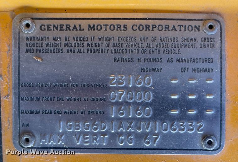 image for item JD9268 1988 Chevrolet C50  dump truck