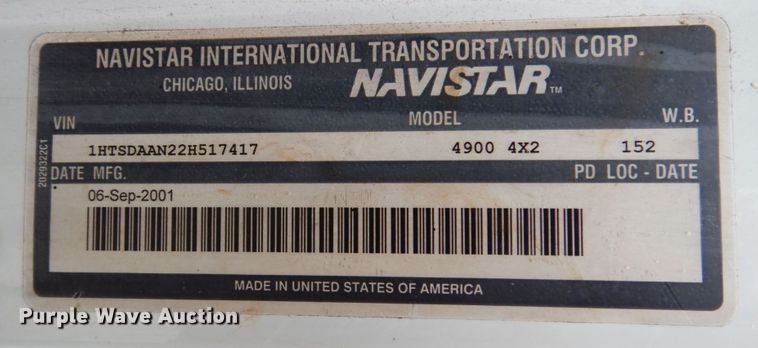 image for item JL9851 2002 International 4900  dump truck