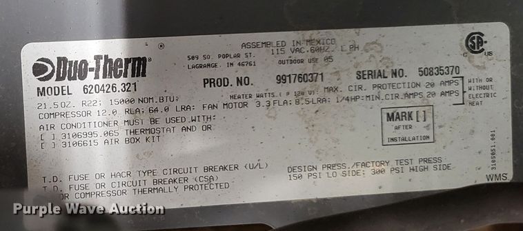 image for item JY9987 Duo-Therm 620426.321  AC unit