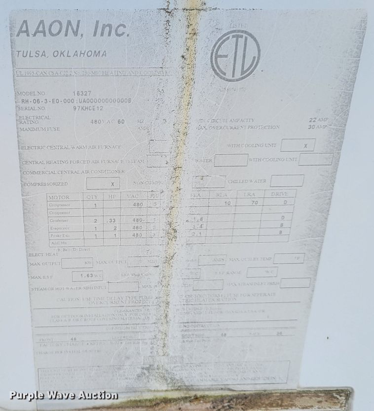 image for item JZ9005 (2) AAON Inc AC units