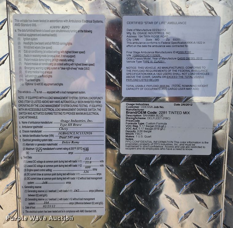 image for item KH9194 2012 Chevrolet Express G4500  ambulance