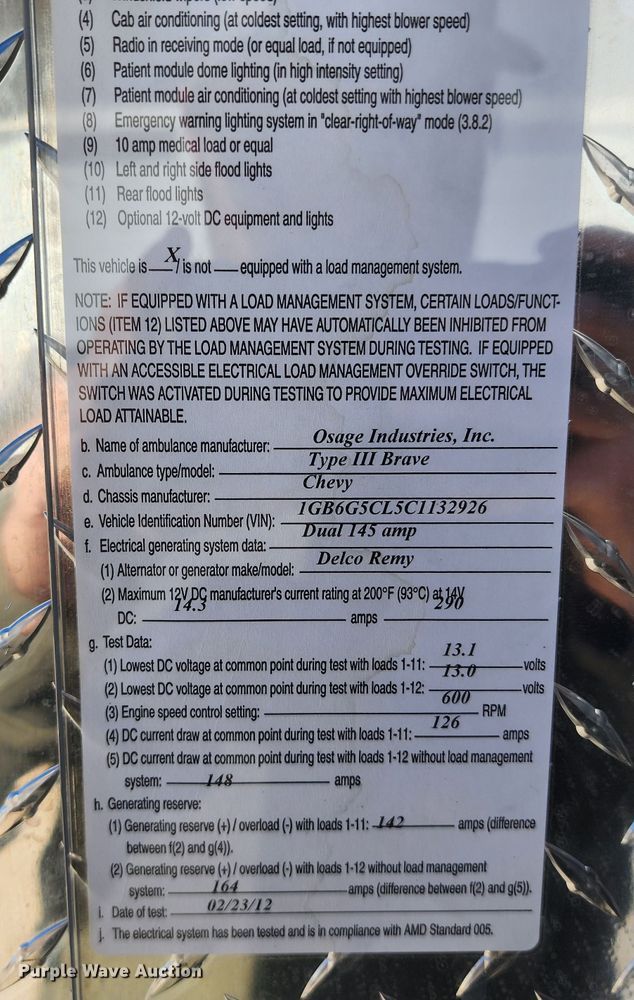 image for item KH9194 2012 Chevrolet Express G4500  ambulance