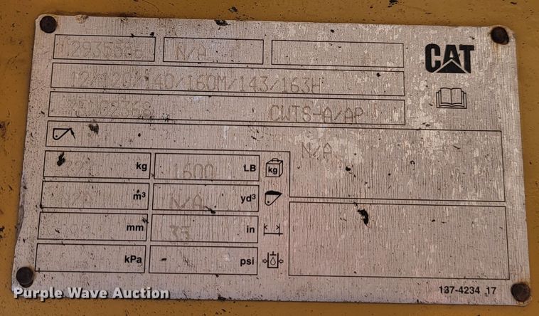 image for item LL9574 2007 Caterpillar 140H  motor grader