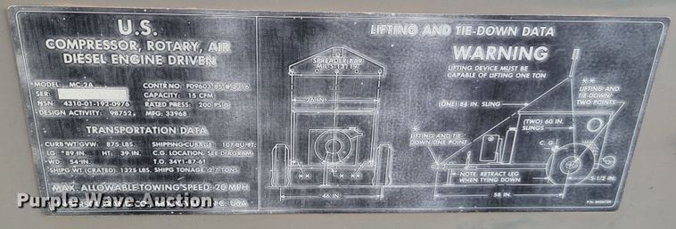 image for item LL9579 U.S. Compressor MC2A  air compressor