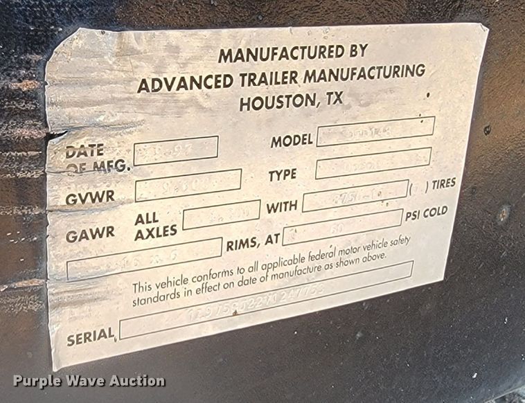 image for item LL9581 1997 Advanced Containment Systems DTD143  decontamination trailer