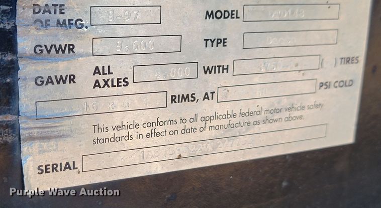 image for item LL9581 1997 Advanced Containment Systems DTD143  decontamination trailer